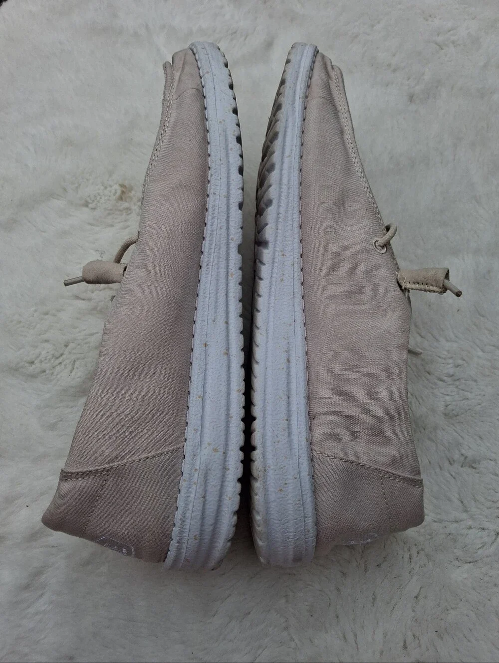 Hey Dude Men's Slip-On Loafers in Light Beige Canvas Size 10
